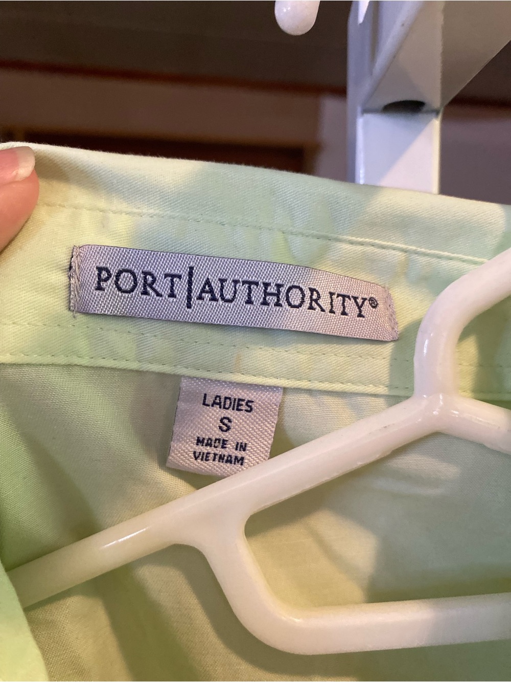 Port Authority Women's Pale Green 3/4 Sleeve Button-Down Shirt - Picture 2 of 2
